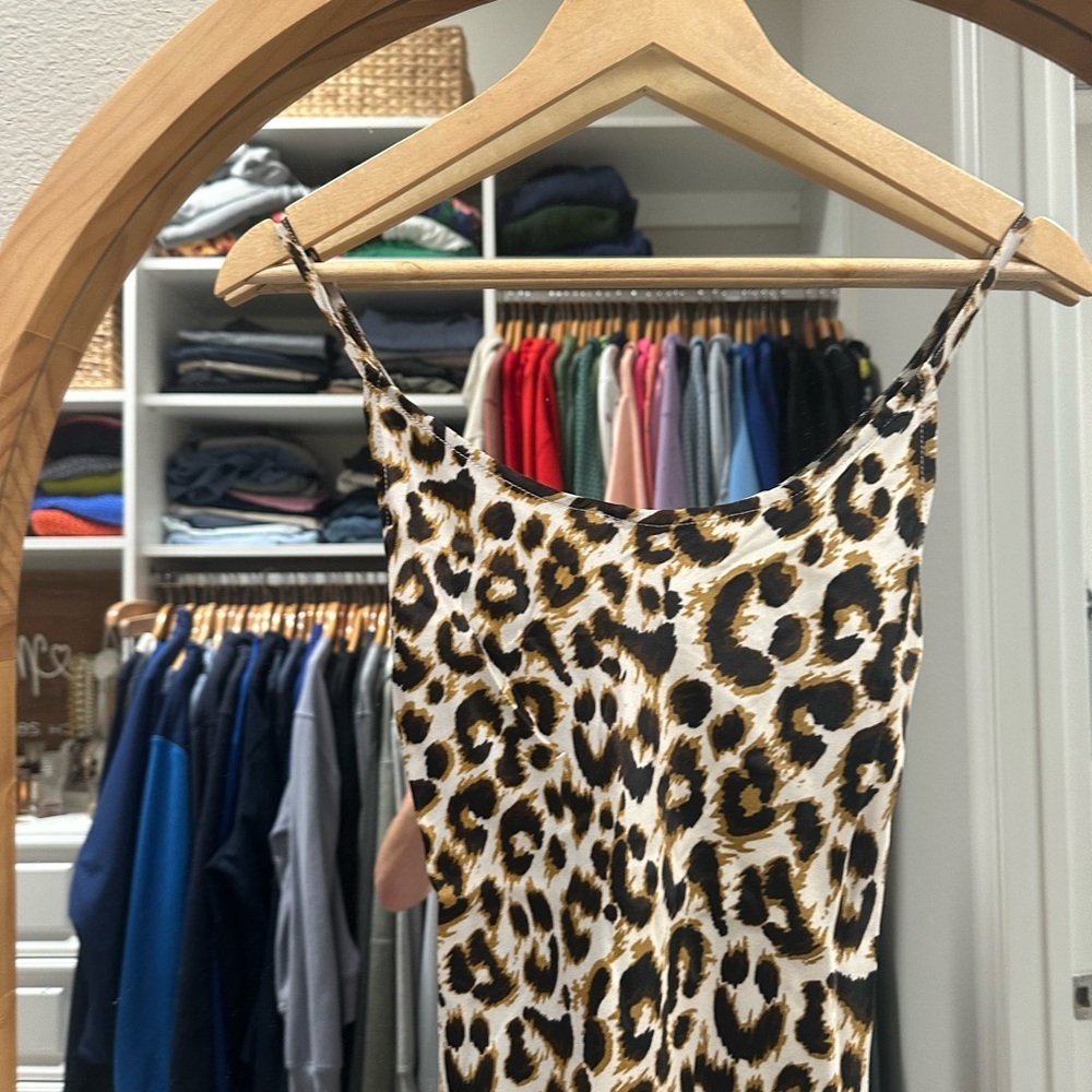 Anthropologie Conditions Apply Elva Slip Midi Dress in Leopard Print - Picture 3 of 9